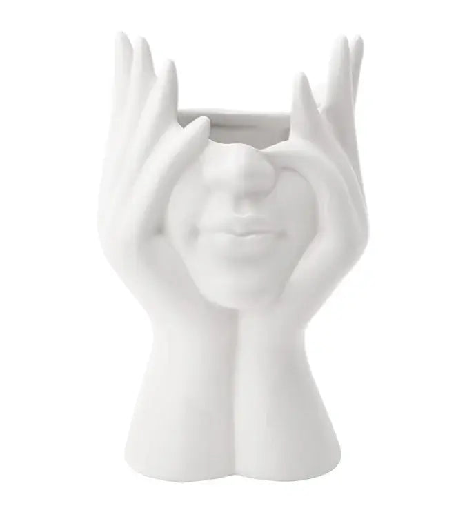 Hands Covering Eyes Planter