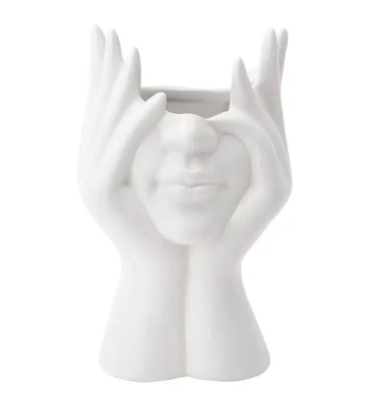 Hands Covering Eyes Planter