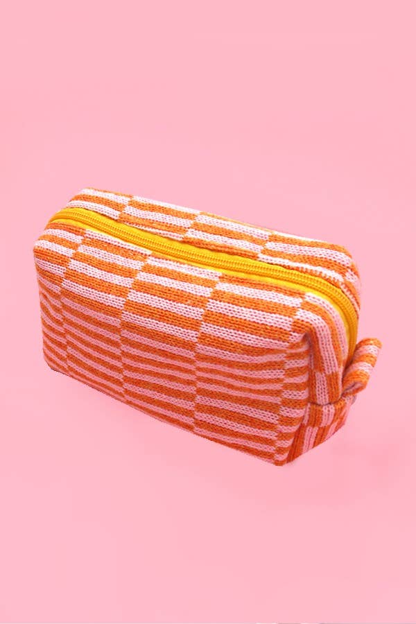 CHECKER GINGHAM MAKEUP COSMETIC POUCH BAG