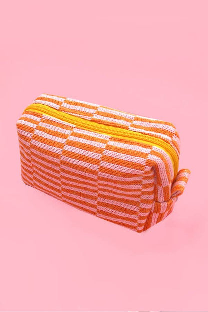 CHECKER GINGHAM MAKEUP COSMETIC POUCH BAG