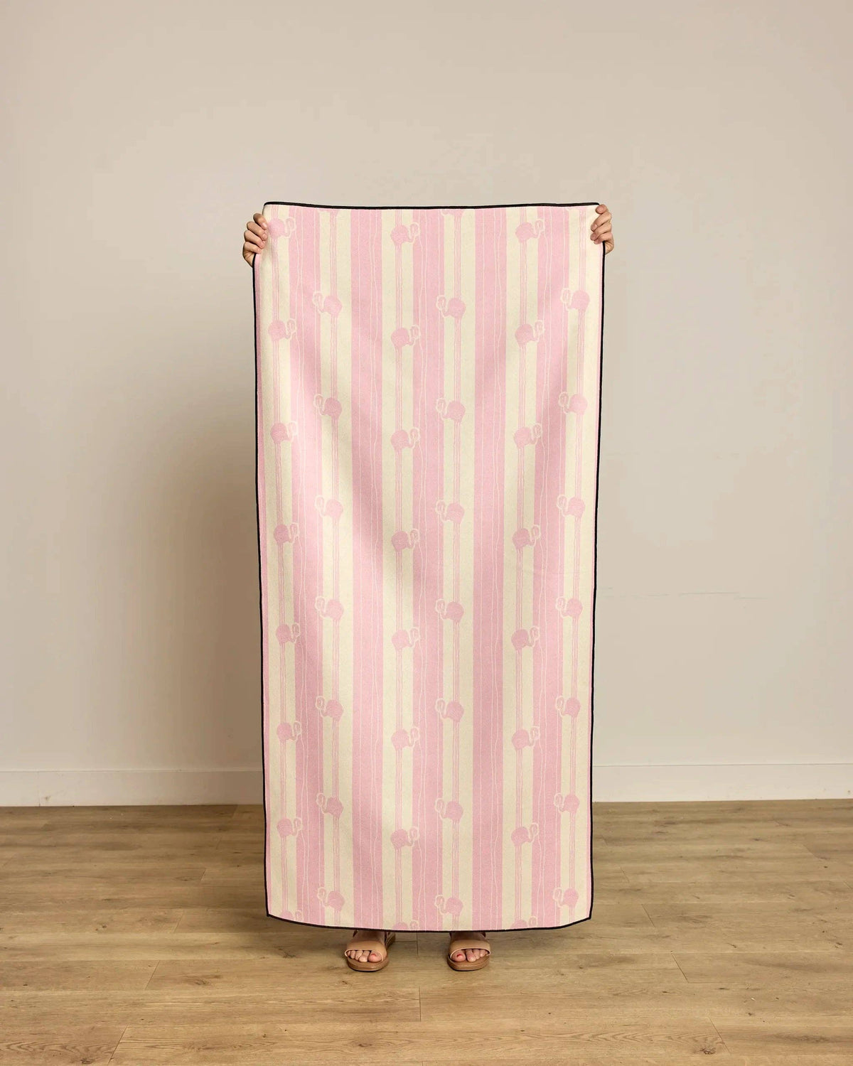 Flamingo Stripe Pink Beach Towel