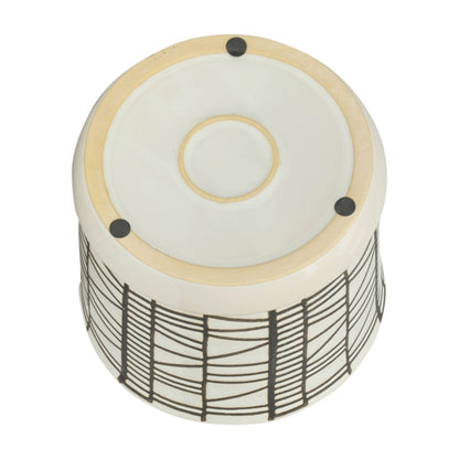 Planters Set of 2 - Beige Ceramic Geometric Saucer, 6/8 in.