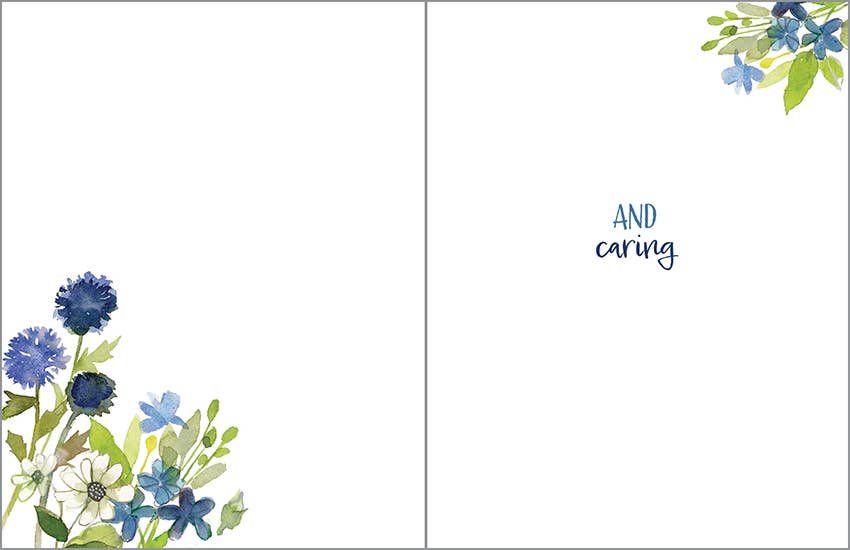 Thinking of You Greeting Card - Blue Button Flowers