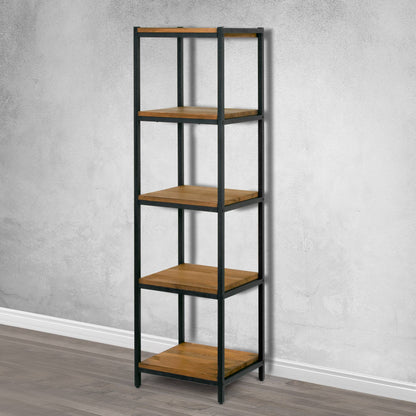 Ailis Pine Wood Etagere Bookcase with Metal Frame