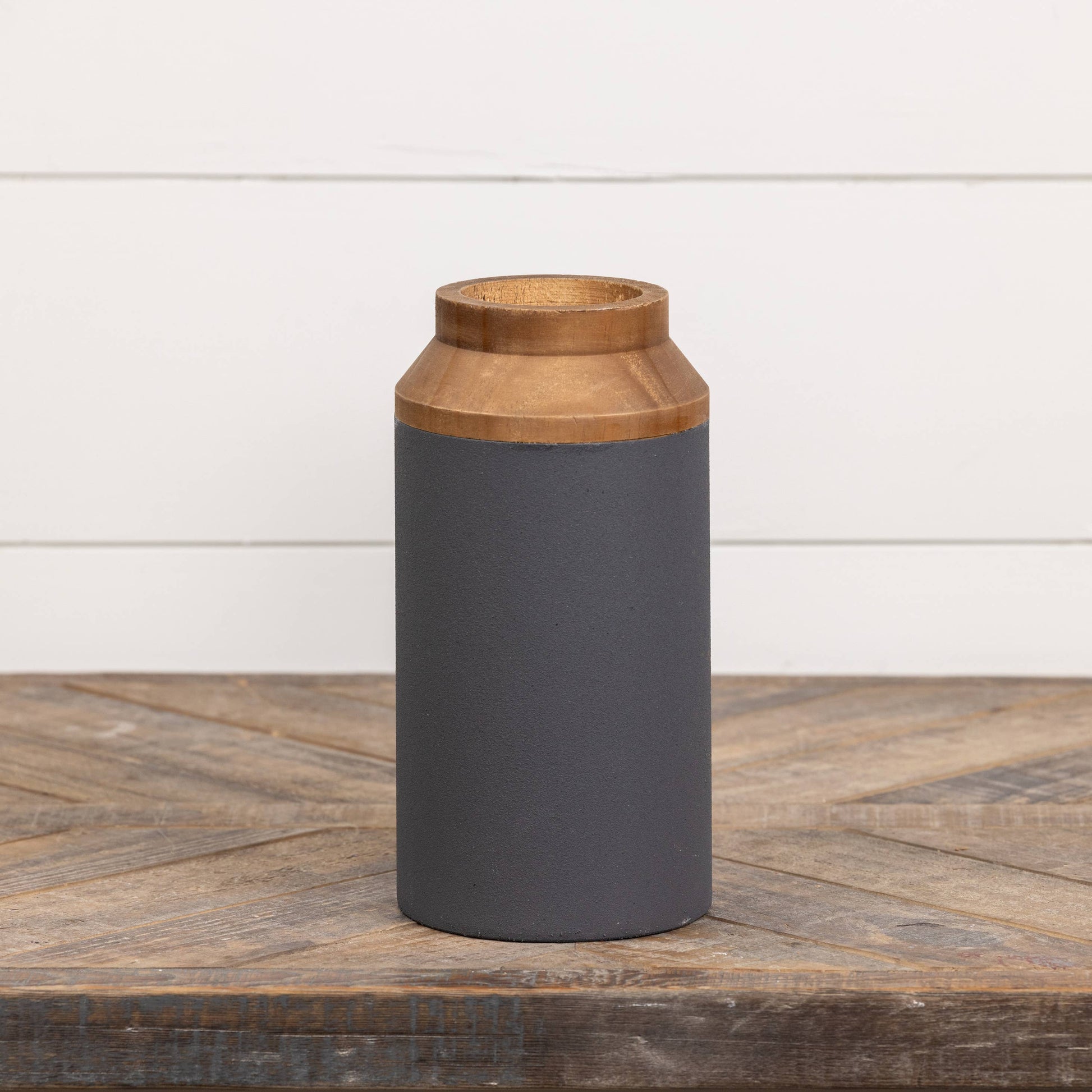 10" BLACK & BROWN TWO TONE VASE