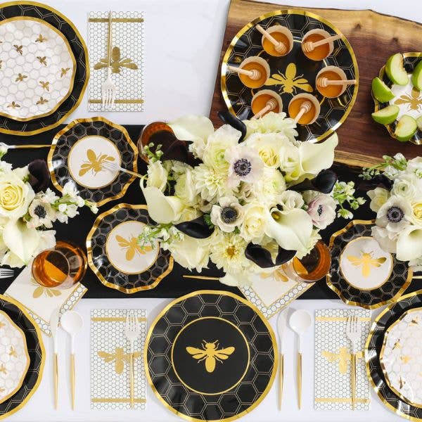 Honeybee Wavy Paper Dinner Plate/8pk