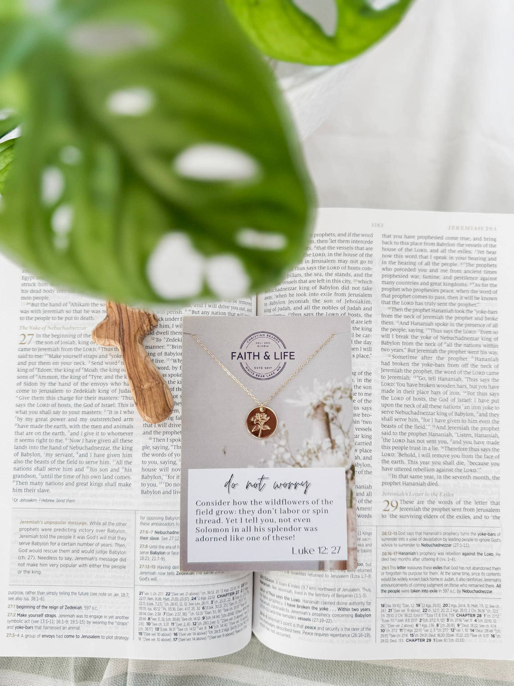 "Consider The Wildflowers" 14k Gold Christian Necklace