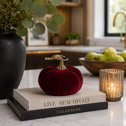 5" Fabulous Fall Velvet Pumpkin – Deep Red | Luxury Pumpkin