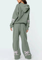 Trendy Casual Long Sleeve Loose Hoodie & Wide Leg Pants Set