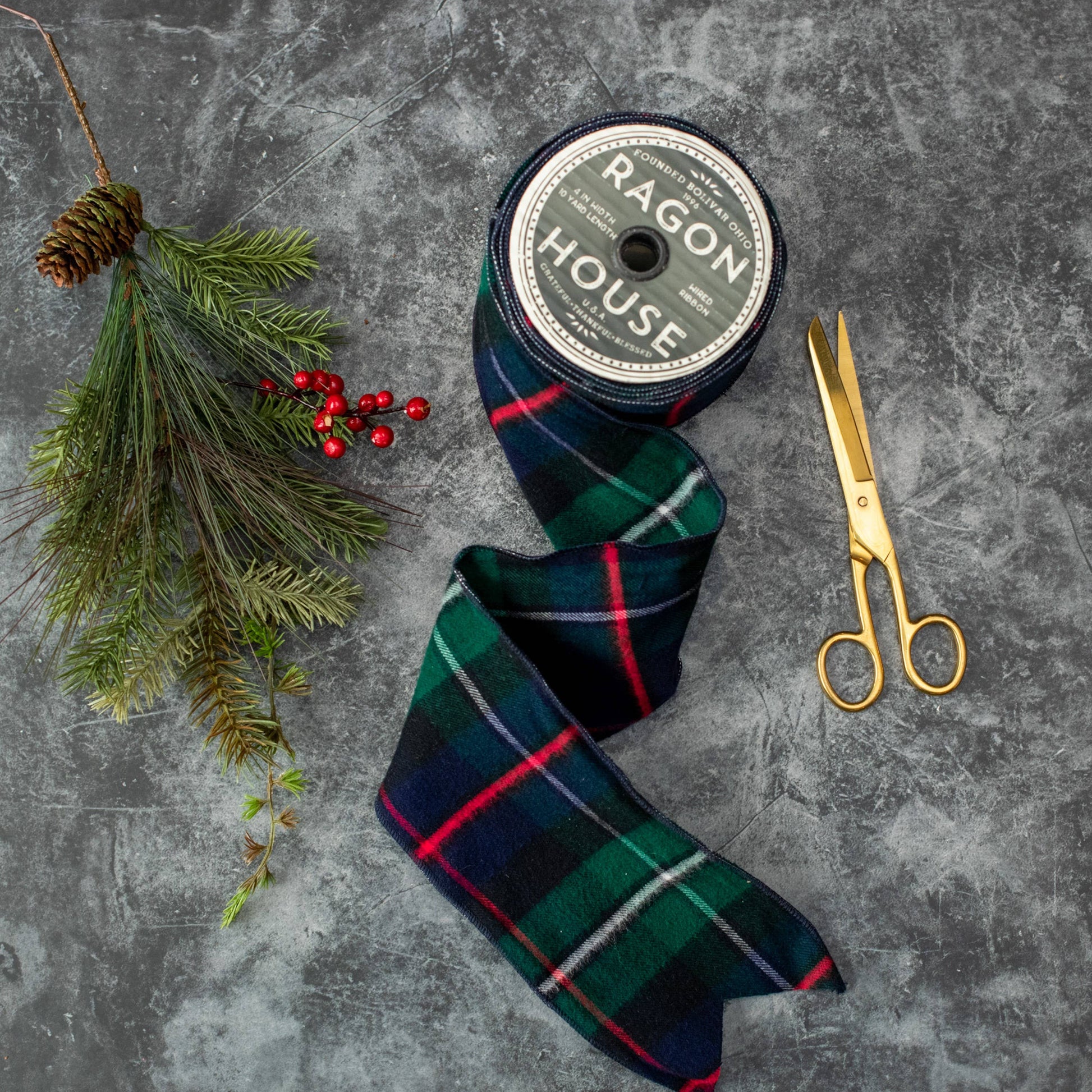 GREEN TARTAN RIBBON