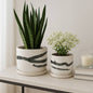 Planters Set of 2 - White Ceramic Painted Saucers, 5/6 in.