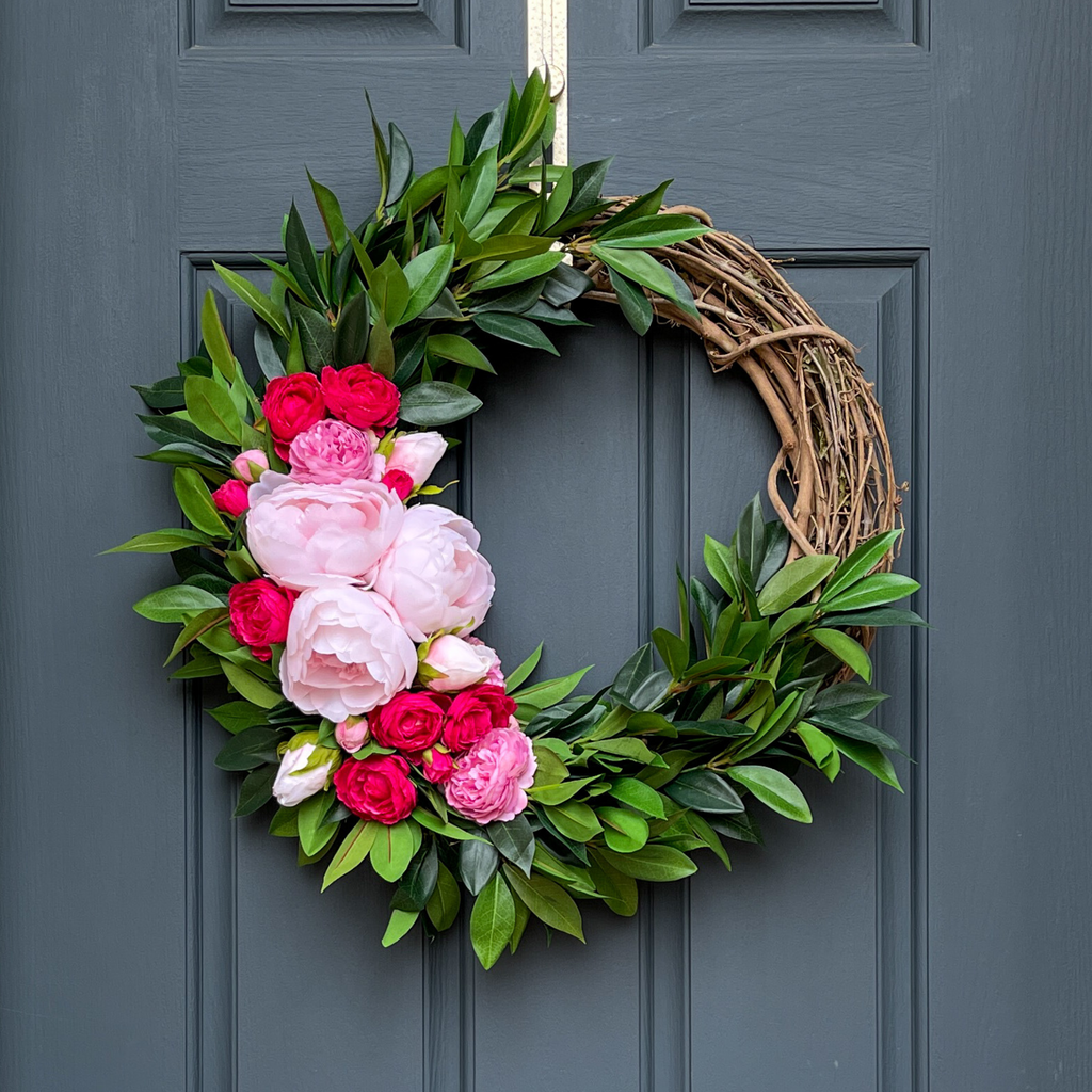 Pink Peony & Ranunculus Wreath
