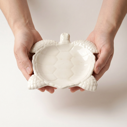Sea Turtle Decorative Tray, Gypsum White 9"