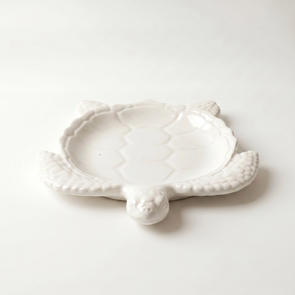 Sea Turtle Decorative Tray, Gypsum White 9"