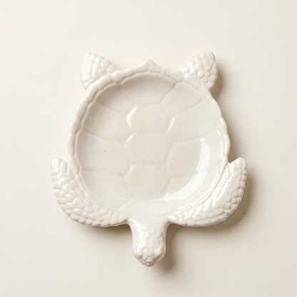 Sea Turtle Decorative Tray, Gypsum White 9"