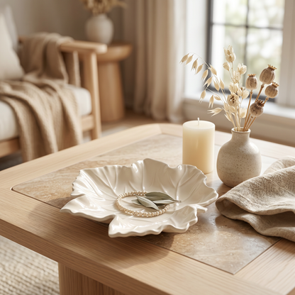 Maple Leaf Tray, Gypsum White 6"