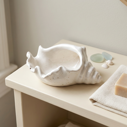Conch Shell Bowl, Gypsum White 6"