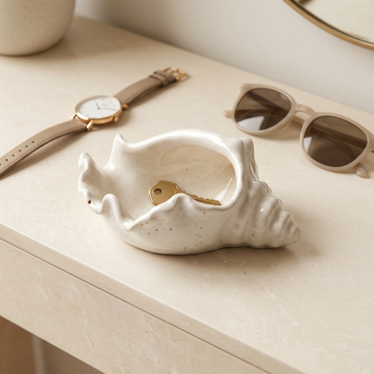 Conch Shell Bowl, Gypsum White 6"