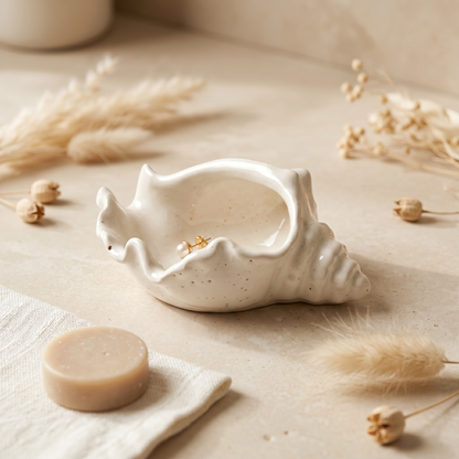 Conch Shell Bowl, Gypsum White 6"