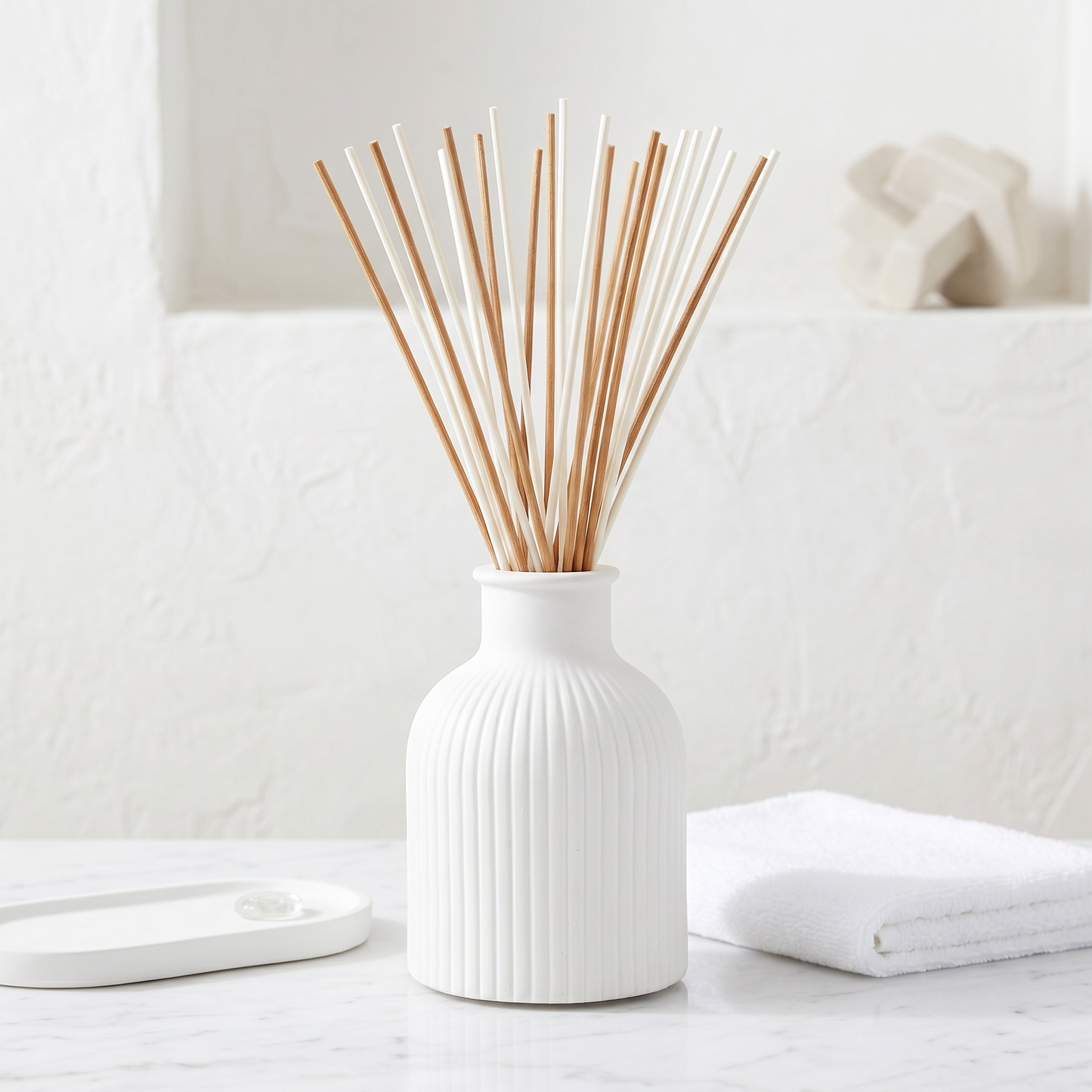 Ribbed Bottle Vase, Gypsum White 4"